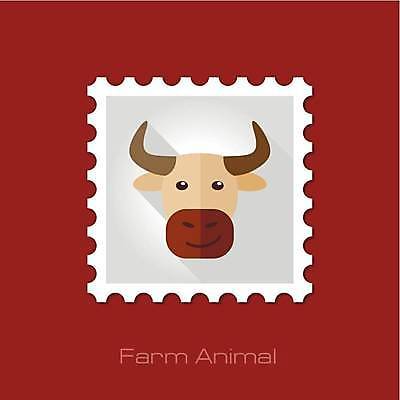 EPS 해외이미지 한마리 얼굴 일러스트 사람없음 갈색 흰색 황소 우표 해외일러스트 1 컬러 신체부위 소 파일형식 벡터 이미지허브