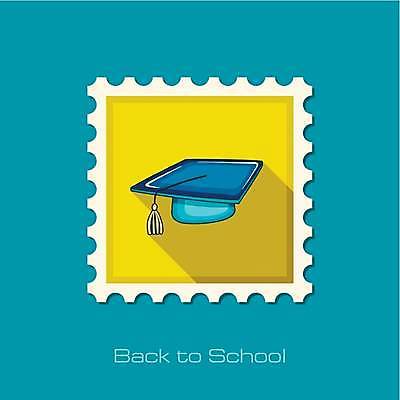 EPS 해외이미지 일러스트 학사모 사람없음 파란색 노란색 우표 해외일러스트 모자_잡화 컬러 졸업 파일형식 벡터 이미지허브