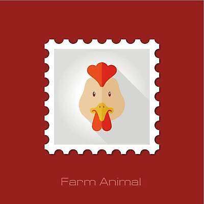 EPS 해외이미지 한마리 일러스트 사람없음 빨간색 머리 흰색 닭 우표 베이지색 해외일러스트 1 컬러 조류 신체부위 파일형식 벡터 이미지허브