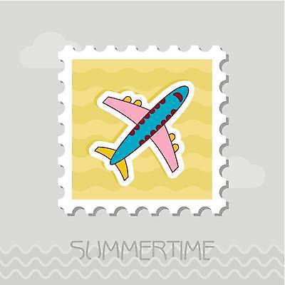 EPS 해외이미지 일러스트 비행기 사람없음 노란색 우표 해외일러스트 컬러 항공교통 대중교통 파일형식 벡터 이미지허브