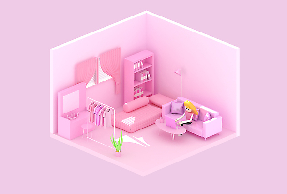 JPG 해외이미지 전신 여자 화분 분홍색 가구 의자 일러스트 창문 탁자 책장 3D캐릭터 한명 앉기 성인 노트북 소파 3D 침대 업무 옷걸이 화장대 식물캐릭터 재택근무 성인여자한명만 해외일러스트 식물 캐릭터 1 컬러 생활용품 비즈니스 모션 사람 전자제품 작업 디지털합성 여자한명만 성인여자만 파일형식 이미지허브