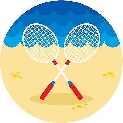 EPS 해외이미지 일러스트 해변 사람없음 여름 배드민턴라켓 해외일러스트 계절 바다 라켓 파일형식 벡터 이미지허브