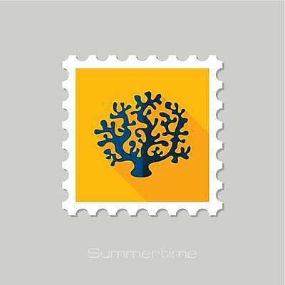 EPS 해외이미지 일러스트 사람없음 파란색 노란색 산호 산호초 우표 해외일러스트 컬러 수중식물 자포동물 파일형식 벡터 이미지허브