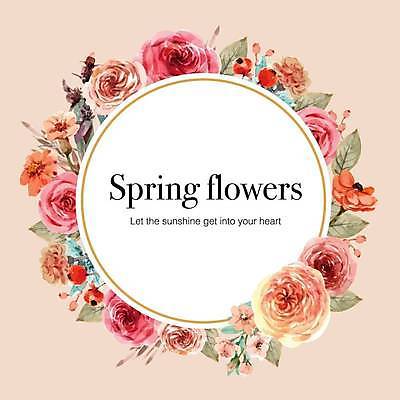 EPS 해외이미지 열매 꽃 분홍색 잎 일러스트 프레임 사람없음 봄 원형 프레임일러스트 해외일러스트 도형 식물 계절 컬러 파일형식 벡터 이미지허브