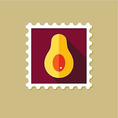EPS 해외이미지 일러스트 단면 사람없음 노란색 우표 아보카도 버건디 해외일러스트 컬러 과일 빨간색 파일형식 벡터 이미지허브
