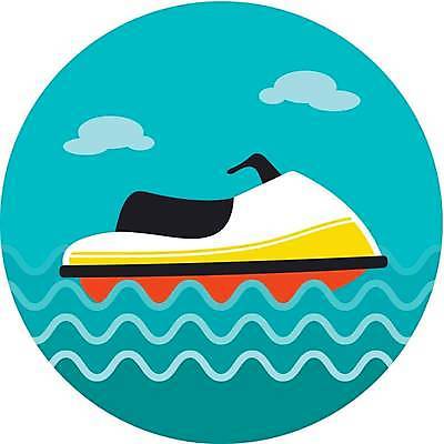 EPS 해외이미지 바다 하늘색 일러스트 사람없음 모터보트 해외일러스트 배_교통 파란색 파일형식 벡터 이미지허브