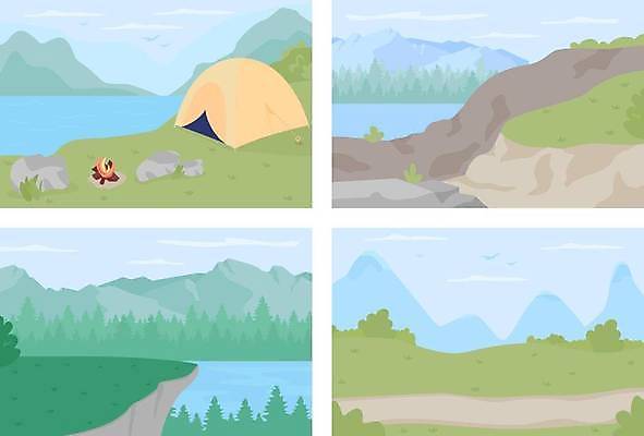 EPS 해외이미지 일러스트 텐트 사람없음 캠핑 숲 캠핑장 해외일러스트 레저 캠핑도구 파일형식 벡터 이미지허브