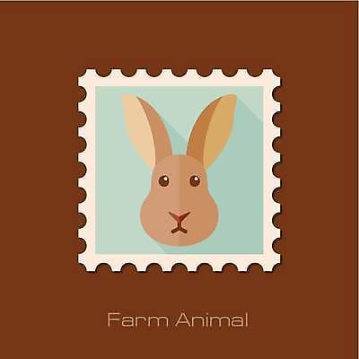 EPS 해외이미지 한마리 얼굴 일러스트 사람없음 토끼 우표 민트색 베이지색 해외일러스트 1 컬러 포유류 신체부위 반려동물 파일형식 벡터 이미지허브