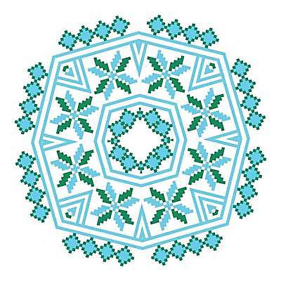 EPS 해외이미지 전통 디자인 일러스트 추상 사람없음 파란색 눈송이 자수 만다라 해외일러스트 컬러 무늬 눈_날씨 파일형식 벡터 이미지허브