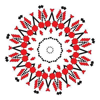 EPS 해외이미지 전통 디자인 일러스트 추상 사람없음 빨간색 눈송이 자수 만다라 해외일러스트 컬러 무늬 눈_날씨 파일형식 벡터 이미지허브