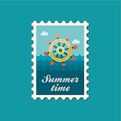 EPS 해외이미지 구름 바다 일러스트 사람없음 여름 파란색 키_배핸들 우표 해외일러스트 자연요소 계절 컬러 핸들 파일형식 벡터 이미지허브