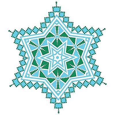 EPS 해외이미지 전통 디자인 일러스트 추상 사람없음 파란색 눈송이 자수 만다라 해외일러스트 컬러 무늬 눈_날씨 파일형식 벡터 이미지허브