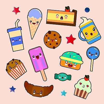 EPS 해외이미지 캐릭터 행복 감정 얼굴 커피 어린이 음식 스티커 일러스트 아이스크림 디저트 패스트푸드 막대사탕 사탕 컵 세트 파티 케이크 초콜릿 카페 빵집 달콤 맛 만화 수집 메뉴 코믹 이모티콘 마카롱 바보 소다 페스츄리 캐러멜 맛있는 해외일러스트 일러캐릭터 식기 음료 빵 컨셉 사람 이벤트 신체부위 상점 인스턴트 파일형식 벡터 이미지허브