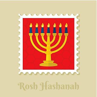 EPS 해외이미지 일러스트 사람없음 빨간색 노란색 촛대 유대교 우표 해외일러스트 종교 컬러 파일형식 벡터 이미지허브