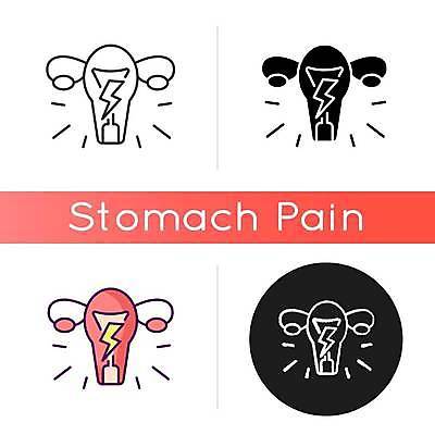 EPS 해외이미지 디자인 라인일러스트 일러스트 사람없음 세트 고통 자궁 번개모양 생리통 해외일러스트 모양 감정 장기_의학 번개 파일형식 벡터 이미지허브