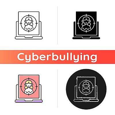 EPS 해외이미지 디자인 라인일러스트 일러스트 사람모양 사람없음 노트북 세트 목표 온라인 피해자 사이버불링 해외일러스트 모양 컨셉 사람 전자제품 피해 사회이슈 왕따 파일형식 벡터 이미지허브