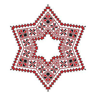 EPS 해외이미지 전통 디자인 일러스트 추상 사람없음 빨간색 눈송이 자수 만다라 해외일러스트 컬러 무늬 눈_날씨 파일형식 벡터 이미지허브