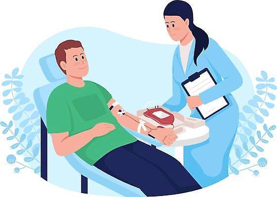 EPS 해외이미지 식물 여자 남자 하늘색 잎 의자 일러스트 들기 상반신 성인 두명 눕기 의사 봉사 헌혈 혈액주머니 성인만 해외일러스트 캠페인 가구 모션 사람 파란색 의료진 도움 혈액 파일형식 벡터 이미지허브