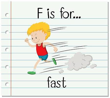 EPS 해외이미지 전신 알파벳 영어 남자 어린이 일러스트 영어교육 한명 소년 단어 달리기 속도 F 단어카드 소년한명만 해외일러스트 문자 1 교육 모션 사람 남자한명만 소년만 파일형식 벡터 단어장 이미지허브