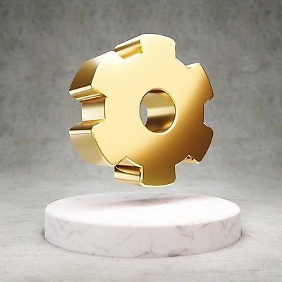 JPG 해외이미지 일러스트 사람없음 3D 디지털 금색 황금 심볼 톱니바퀴 광택 해외일러스트 컬러 디지털합성 파일형식 이미지허브