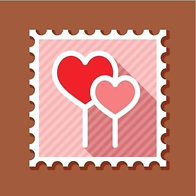 EPS 해외이미지 분홍색 일러스트 발렌타인데이 막대사탕 사람없음 하트 달콤 우표 해외일러스트 모양 컬러 데이이벤트 사탕 맛 파일형식 벡터 이미지허브