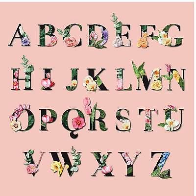 EPS 해외이미지 알파벳 꽃 줄기 분홍색 잎 일러스트 대문자 사람없음 초록색 세트 조합형타이포 보테니컬아트 해외일러스트 식물 영어 컬러 타이포그라피 파일형식 벡터 이미지허브