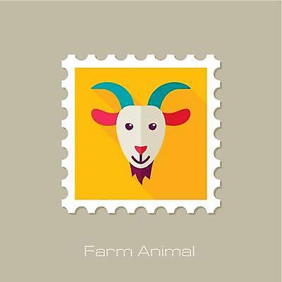 EPS 해외이미지 한마리 얼굴 일러스트 염소 사람없음 노란색 우표 해외일러스트 1 컬러 포유류 신체부위 파일형식 벡터 이미지허브