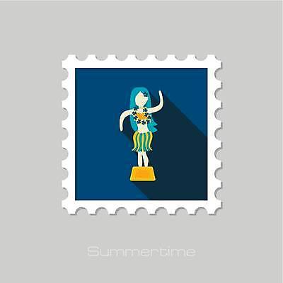 EPS 해외이미지 전신 여자 일러스트 한명 성인 남색 우표 훌라춤 하와이춤 훌라의상 성인여자한명만 해외일러스트 1 옷 컬러 사람 춤 여자한명만 성인여자만 파일형식 벡터 이미지허브