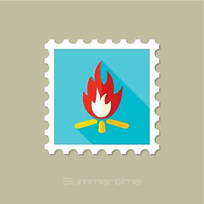 EPS 해외이미지 하늘색 일러스트 사람없음 빨간색 모닥불 우표 해외일러스트 컬러 불 파란색 파일형식 벡터 이미지허브