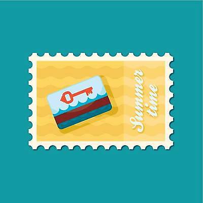 EPS 해외이미지 하늘색 일러스트 열쇠 사람없음 노란색 우표 출입카드 카드키 해외일러스트 컬러 파란색 출입증 파일형식 벡터 이미지허브