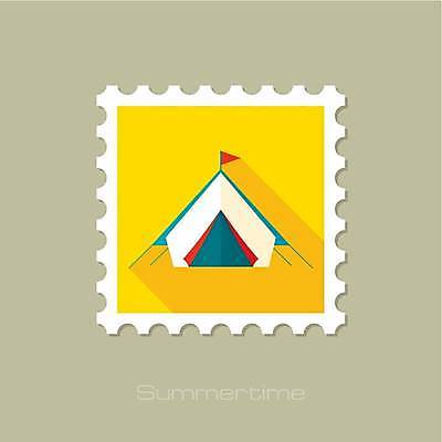 EPS 해외이미지 일러스트 텐트 사람없음 노란색 캠핑 우표 해외일러스트 컬러 레저 캠핑도구 파일형식 벡터 이미지허브