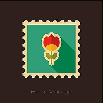 EPS 해외이미지 일러스트 사람없음 초록색 튤립 우표 해외일러스트 꽃 컬러 파일형식 벡터 이미지허브