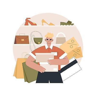 EPS 해외이미지 라이프스타일 남자 구두 신발 일러스트 한명 들기 상반신 성인 상자 쇼핑백 꼬리표 성인남자한명만 해외일러스트 1 가방 모션 사람 생활 라벨 남자한명만 성인남자만 파일형식 벡터 이미지허브