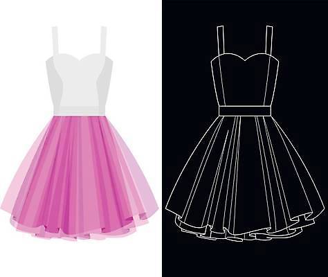 EPS 해외이미지 응시 드레스 옷 실루엣 분홍색 일러스트 빨간색 치마 유행 검은색 흰색 가운 자르기 윤곽 발레복 허리둘레 직진 해외일러스트 시선 컬러 모션 하의 촬영기법 둘레 발레 파일형식 벡터 이미지허브