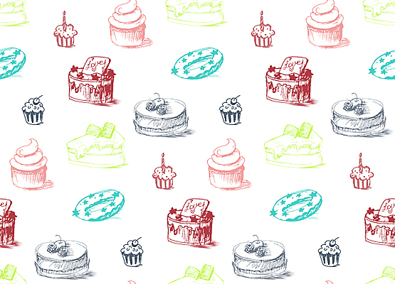 JPG 해외이미지 백그라운드 패턴 일러스트 사람없음 빵집 도넛 조각케이크 스케치 컵케이크 해외일러스트 무늬 디저트 미술 케이크 상점 파일형식 이미지허브