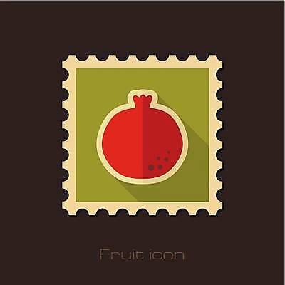 EPS 해외이미지 일러스트 사람없음 연두색 석류 우표 해외일러스트 과일 초록색 파일형식 벡터 이미지허브