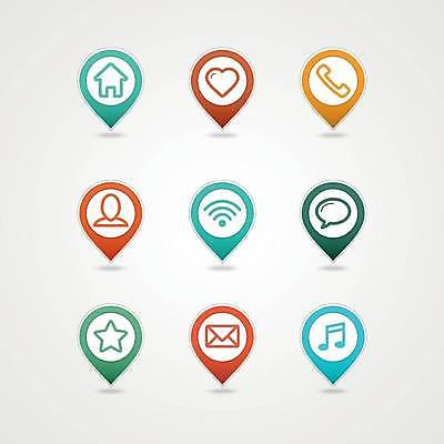 EPS 해외이미지 별 음악 지도 일러스트 표시 주택 초록색 파란색 쪽지 하트 원형 어플리케이션 편지 흔적 와이파이 인터넷주소 여의주 사용자 해외일러스트 자연요소 모양 도형 컬러 인터넷 문화예술 건물 무선인터넷 파일형식 벡터 이미지허브