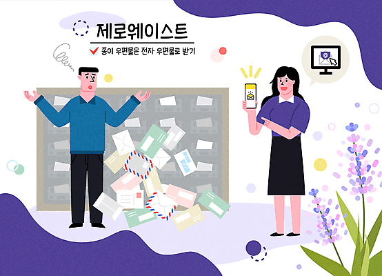 전신 여자 남자 꽃 일러스트 서기 미소 들기 성인 타이포그라피 두명 스마트폰 컴퓨터 자연보호 모니터 그린캠페인 보라색 우체통 가리킴 이메일 떨어짐 우편물 엽서 커서 쏟아짐 곤란 성인만 많음 제로웨이스트 전자영수증 국내일러스트 AI파일 식물 문자 캠페인 컬러 컨셉 모션 자연 표정 사람 손짓 전자제품 핸드폰 스마트기기 보호 편지 사회이슈 영수증 파일형식 벡터
