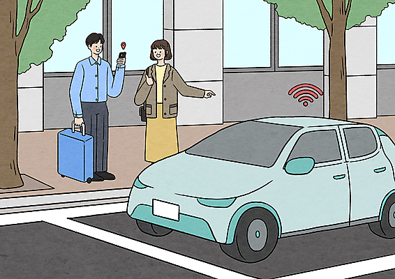 전신 PSD 나무 여자 남자 도로 일러스트 자동차 서기 들기 성인 두명 건물 스마트폰 캐리어 짐 가리킴 잡기 보행로 스마트 와이파이 편리함 연동 자동 성인만 스마트모빌리티 자율주행 모빌리티 국내일러스트 식물 건축물 길 육상교통 교통수단 컨셉 교통시설 모션 사람 손짓 핸드폰 스마트기기 여행가방 운전 무선인터넷 파일형식 4차산업