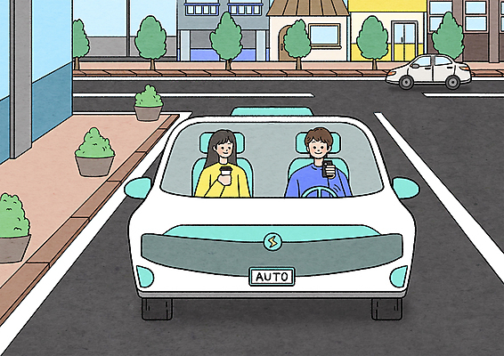 PSD 나무 여자 남자 화분 도로 커피 일러스트 들기 상반신 성인 두명 건물 스마트폰 차도 보행로 승차 스마트 편리함 원격 전기자동차 테이크아웃컵 성인만 스마트모빌리티 자율주행 모빌리티 국내일러스트 식물 건축물 길 음료 교통수단 컨셉 교통시설 모션 자동차 사람 컵 핸드폰 스마트기기 운전 파일형식 4차산업