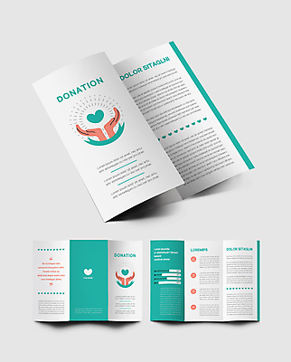 템플릿 표지디자인 손 표지 리본 내지 리플렛 3단접지 손짓 팜플렛 신체부위 흰색 하트 마음 심플 나눔 기부 민트색 이미지템플릿 AI파일 모양 컬러 모션 사람 파일형식 벡터
