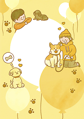 전신 PSD 여자 남자 반려견 어린이 말풍선 생각 일러스트 놀이 프레임 세마리 소녀 소년 상반신 두명 노란색 강아지 시츄 무릎꿇기 풍선 개발자국 개뼈다귀 웰시코기 프레임일러스트 어린이만 국내일러스트 컬러 모션 3 사람 반려동물 개 발자국 애견간식 파일형식