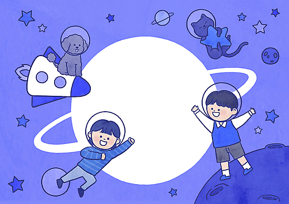 전신 PSD 여자 남자 별 반려견 어린이 두마리 일러스트 안기 프레임 서기 앉기 소녀 소년 두명 파란색 우주 고양이 행성 로켓 비행 강아지 헬멧 프레임일러스트 어린이만 반려묘 국내일러스트 자연요소 컬러 2 포유류 모션 사람 반려동물 개 보호장비 파일형식