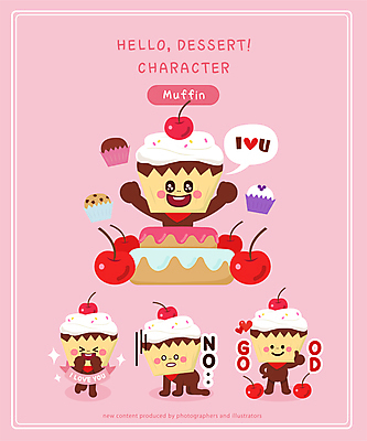 전신 리본 분홍색 말풍선 일러스트 디저트 사람없음 케이크 만세 하트 최고 체리 좌절 즐거움 음식캐릭터 머핀 이모티콘 디저트캐릭터 일러캐릭터 AI파일 모양 캐릭터 감정 음식 빵 컬러 컨셉 과일 모션 파일형식 벡터