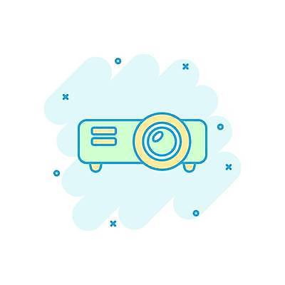 EPS 해외이미지 일러스트 사람없음 민트색 프로젝터 해외일러스트 컬러 파일형식 벡터 이미지허브