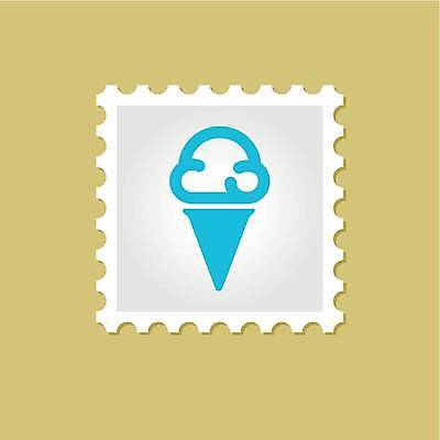 EPS 해외이미지 하늘색 일러스트 사람없음 흰색 달콤 콘아이스크림 우표 해외일러스트 컬러 아이스크림 파란색 맛 파일형식 벡터 이미지허브