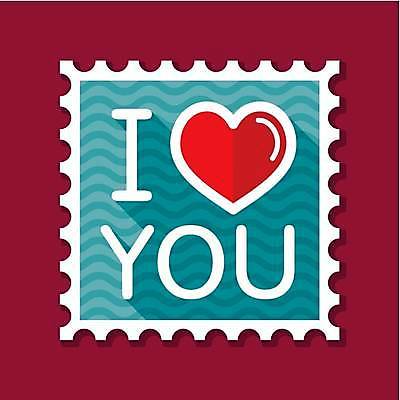 EPS 해외이미지 영어 일러스트 사랑 사람없음 빨간색 파란색 하트 우표 아이러브유 레터링 해외일러스트 모양 문자 감정 컬러 파일형식 벡터 이미지허브