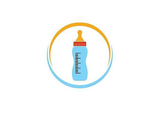 EPS 해외이미지 하늘색 일러스트 사람없음 주황색 아기용품 젖병 심볼 해외일러스트 컬러 파란색 오브젝트 파일형식 벡터 이미지허브