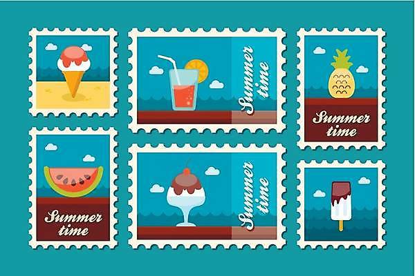 EPS 해외이미지 일러스트 수박 사람없음 여름 파란색 세트 달콤 과일주스 파인애플 빙수 콘아이스크림 우표 막대아이스크림 해외일러스트 계절 컬러 과일 아이스크림 디저트 주스 맛 열대과일 파일형식 벡터 이미지허브