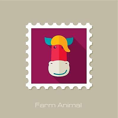 EPS 해외이미지 한마리 얼굴 일러스트 사람없음 보라색 말_동물 우표 해외일러스트 1 컬러 포유류 신체부위 파일형식 벡터 이미지허브